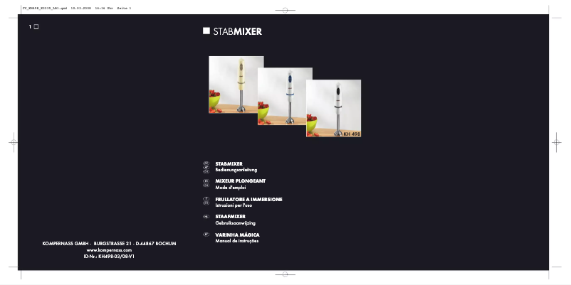 Page 1 de la notice Manuel utilisateur Bifinett KH 498