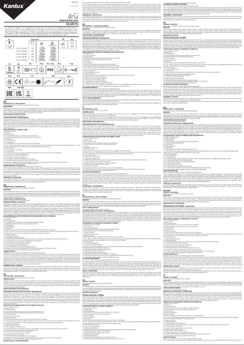 Page 1 de la notice Manuel utilisateur Kanlux IQ-LED FL-10W-NW