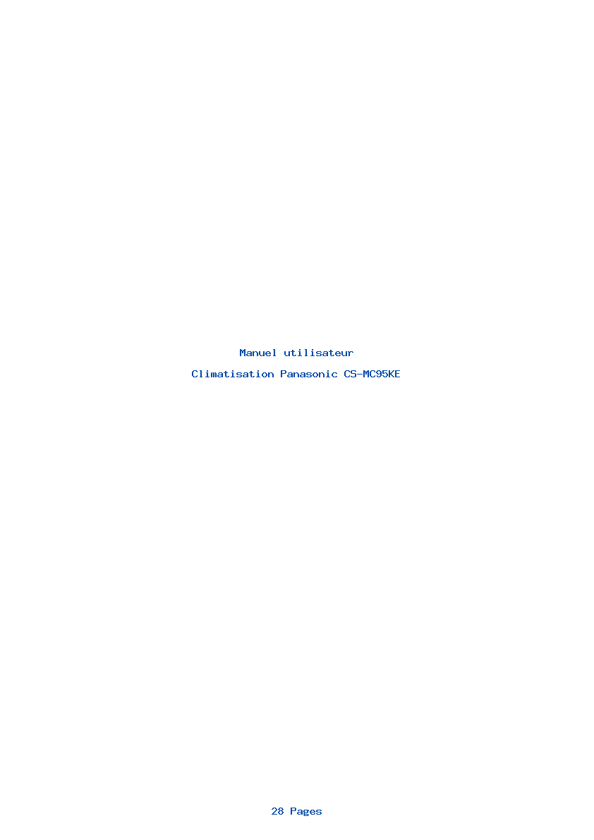 Page 1 de la notice Manuel utilisateur Panasonic CS-MC95KE