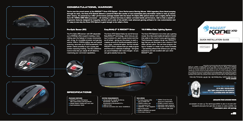 Page 1 de la notice Manuel utilisateur Roccat Kone XTD Optical