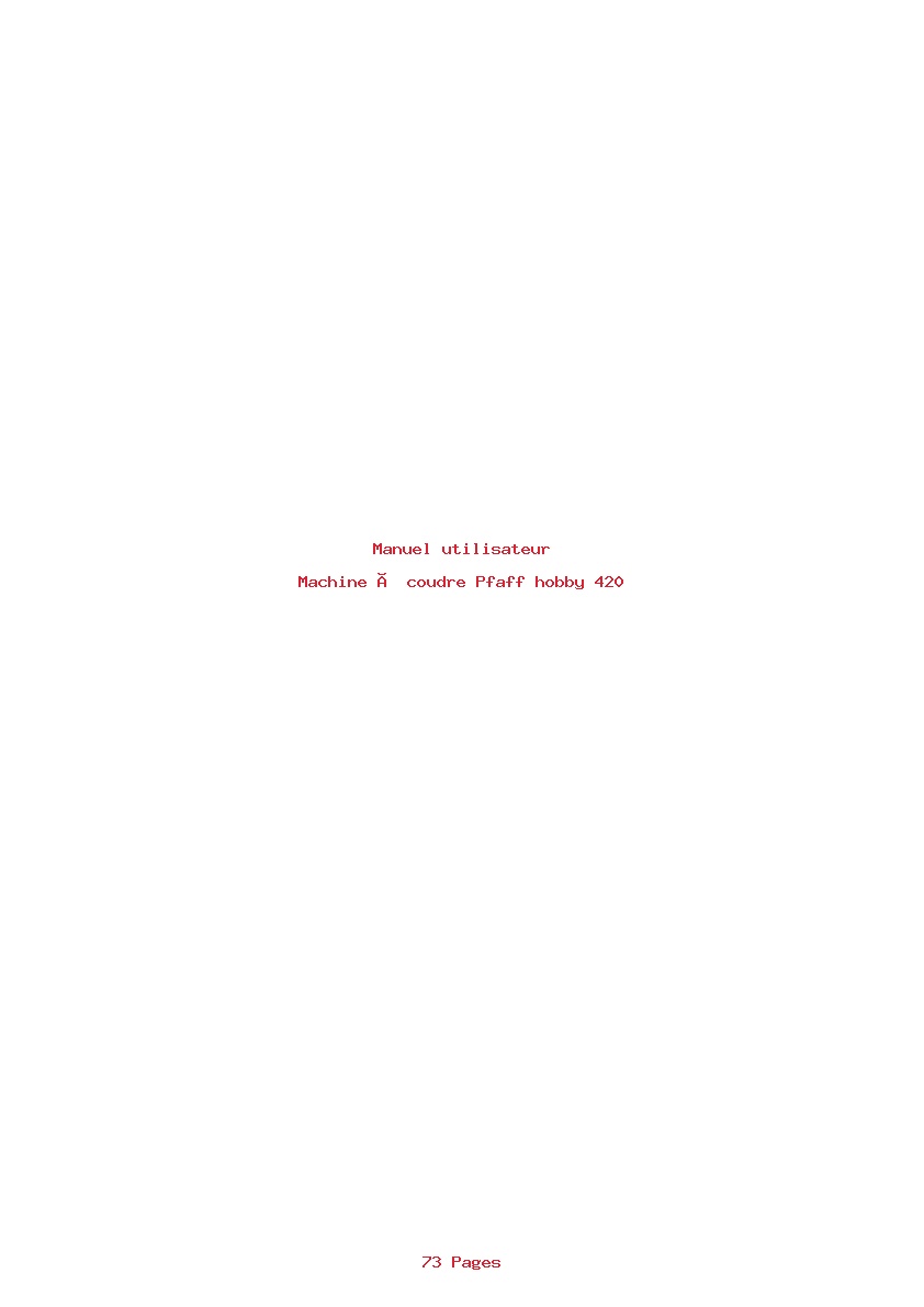 Page 1 de la notice Manuel utilisateur Pfaff hobby 420