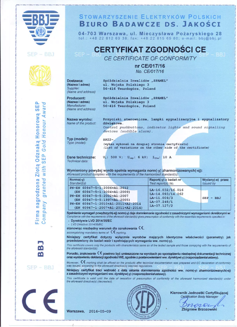 Page 1 de la notice Manuel utilisateur Spamel SP22-LN