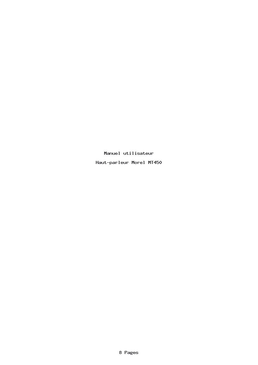 Page 1 de la notice Manuel utilisateur Morel MT450