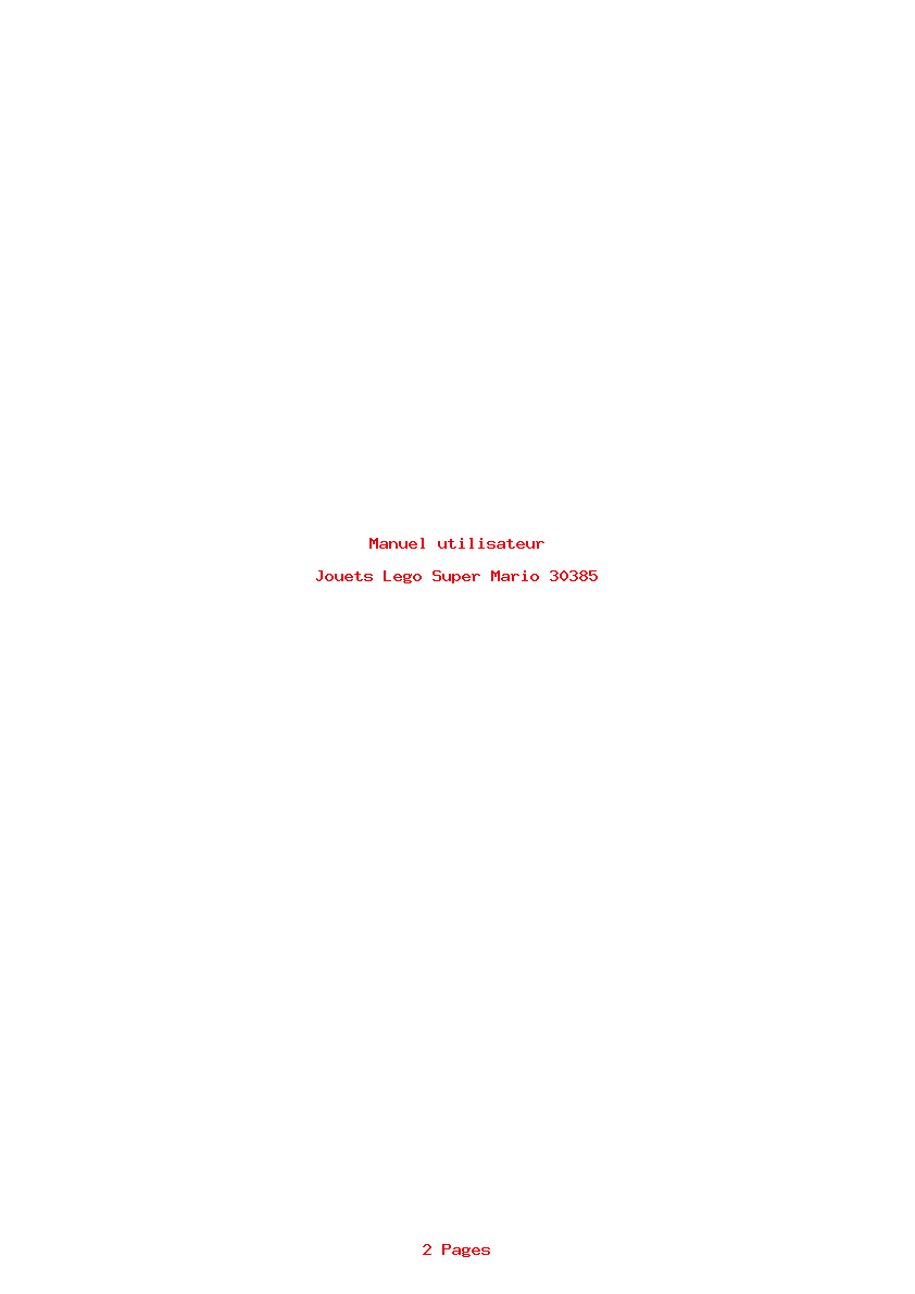 Page 1 de la notice Manuel utilisateur Lego Super Mario 30385