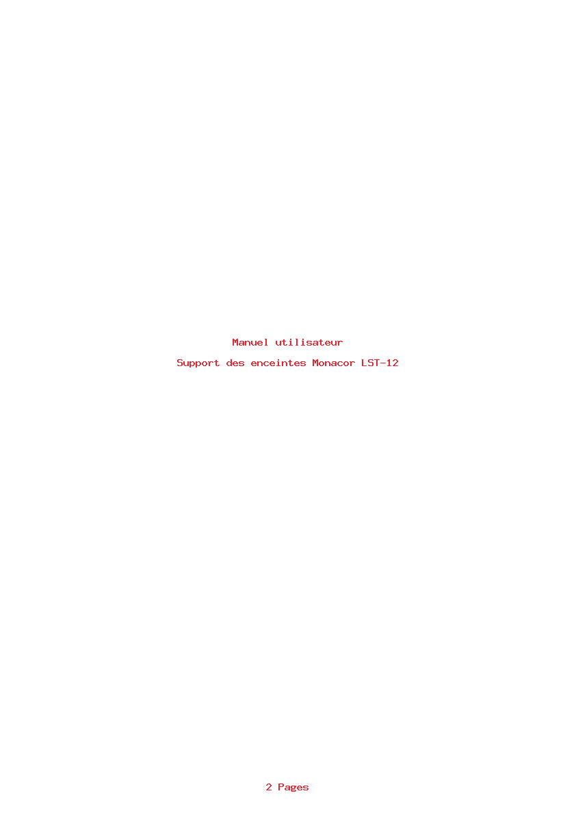 Page 1 de la notice Manuel utilisateur Monacor LST-12