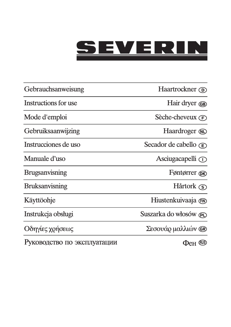 Page 1 of the manual User Manual Severin HT 6029
