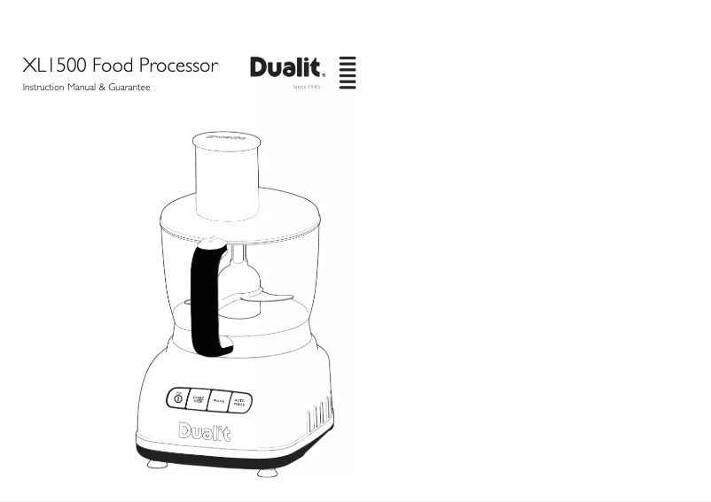 Page 1 de la notice Manuel utilisateur Dualit XL1500