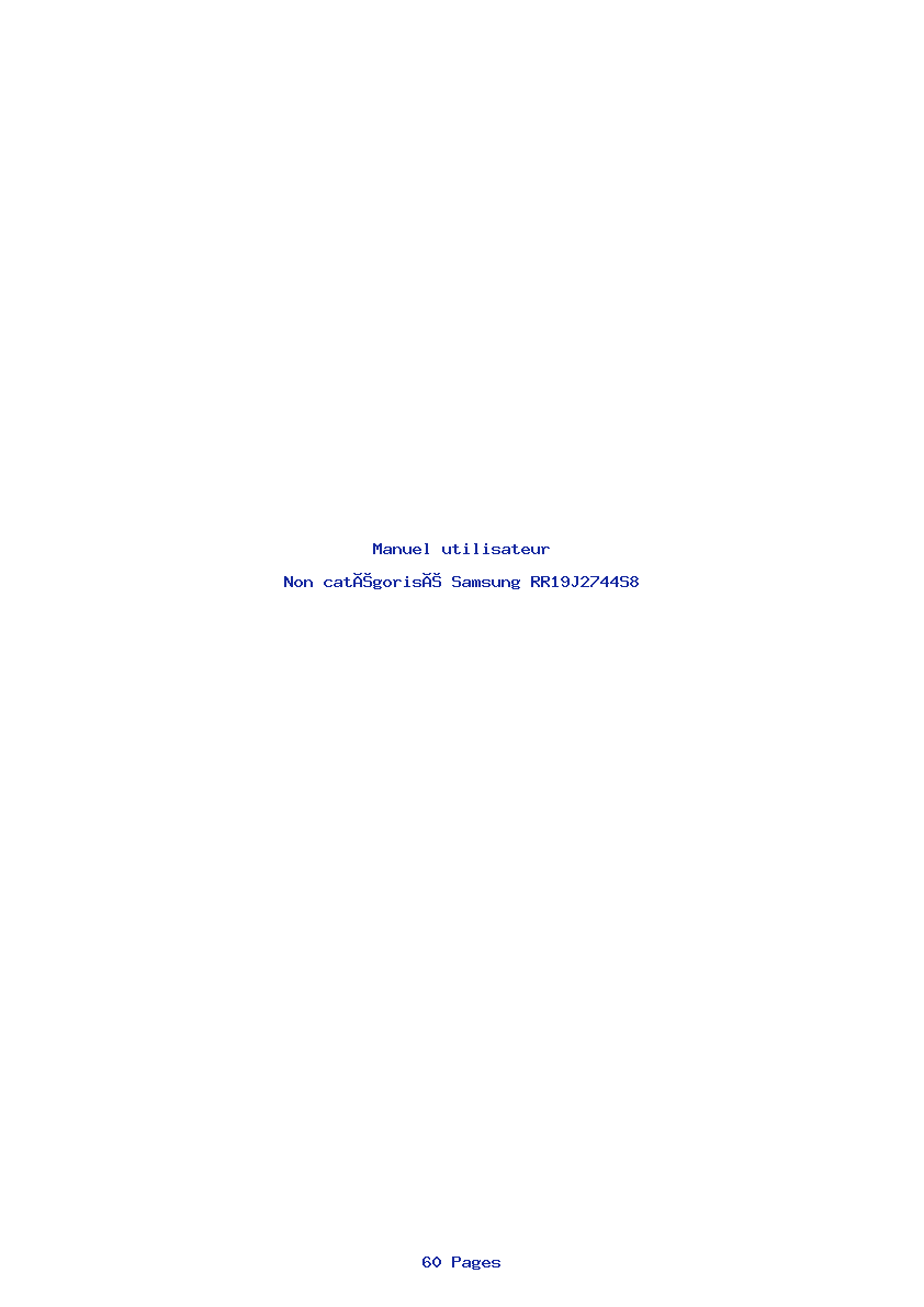 Page 1 de la notice Manuel utilisateur Samsung RR19J2744S8