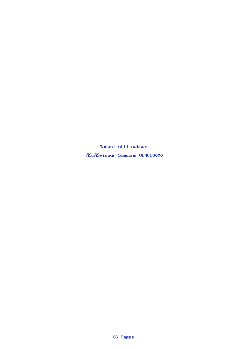 Page 1 de la notice Manuel utilisateur Samsung UE46C8000