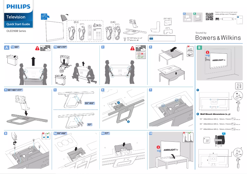 Page 1 de la notice Guide de démarrage rapide Philips 55OLED908