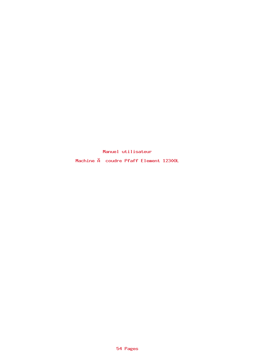 Page 1 de la notice Manuel utilisateur Pfaff Element 1230OL