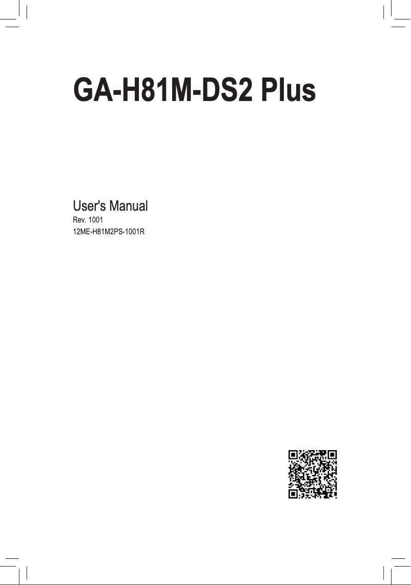 Page 1 de la notice Manuel utilisateur Gigabyte GA-H81M-DS2 Plus