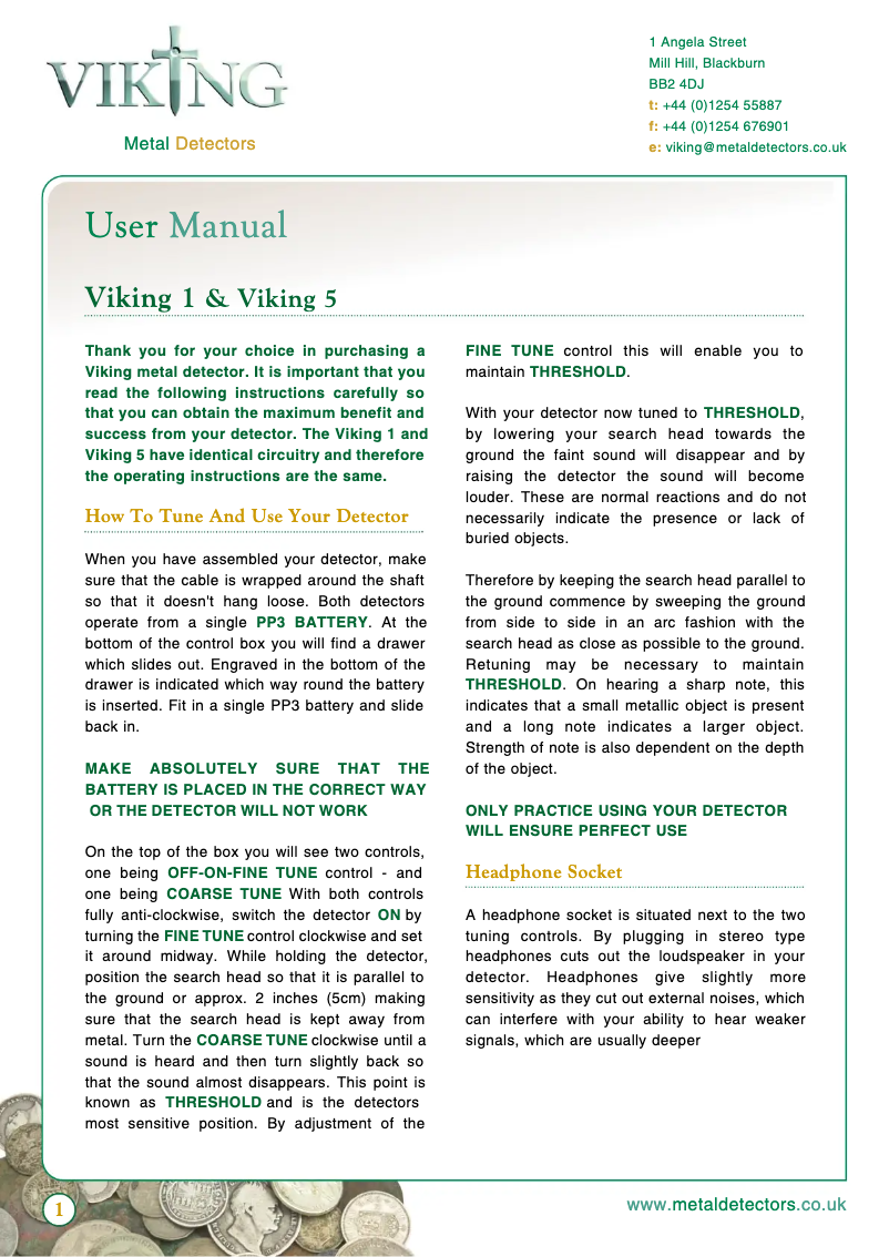 Page 1 de la notice Manuel utilisateur Viking 1