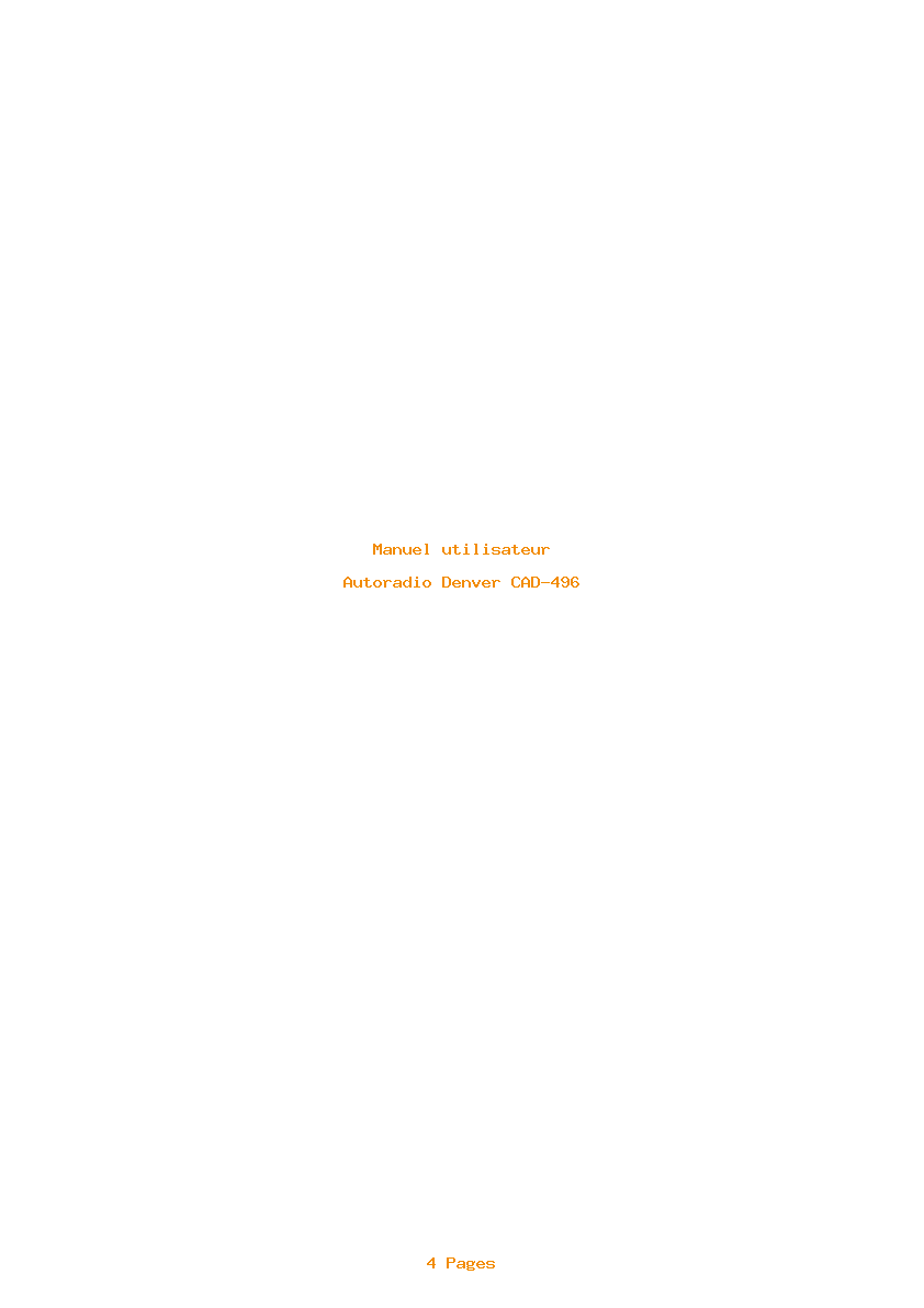Page 1 de la notice Manuel utilisateur Denver CAD-496