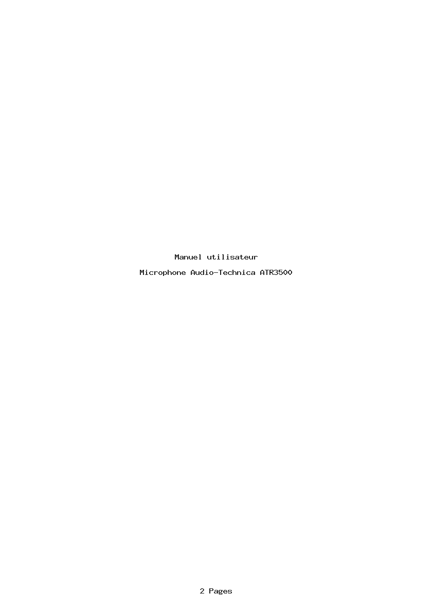 Page 1 de la notice Manuel utilisateur Audio-Technica ATR3500