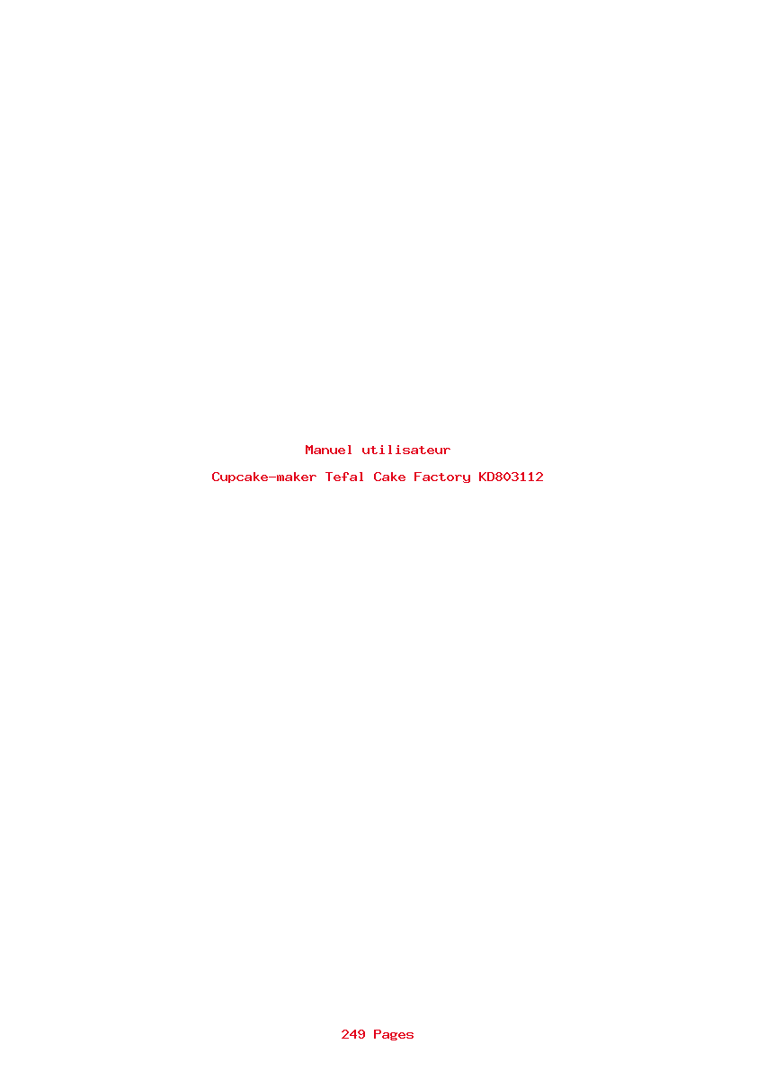 Page 1 de la notice Manuel utilisateur Tefal Cake Factory KD803112