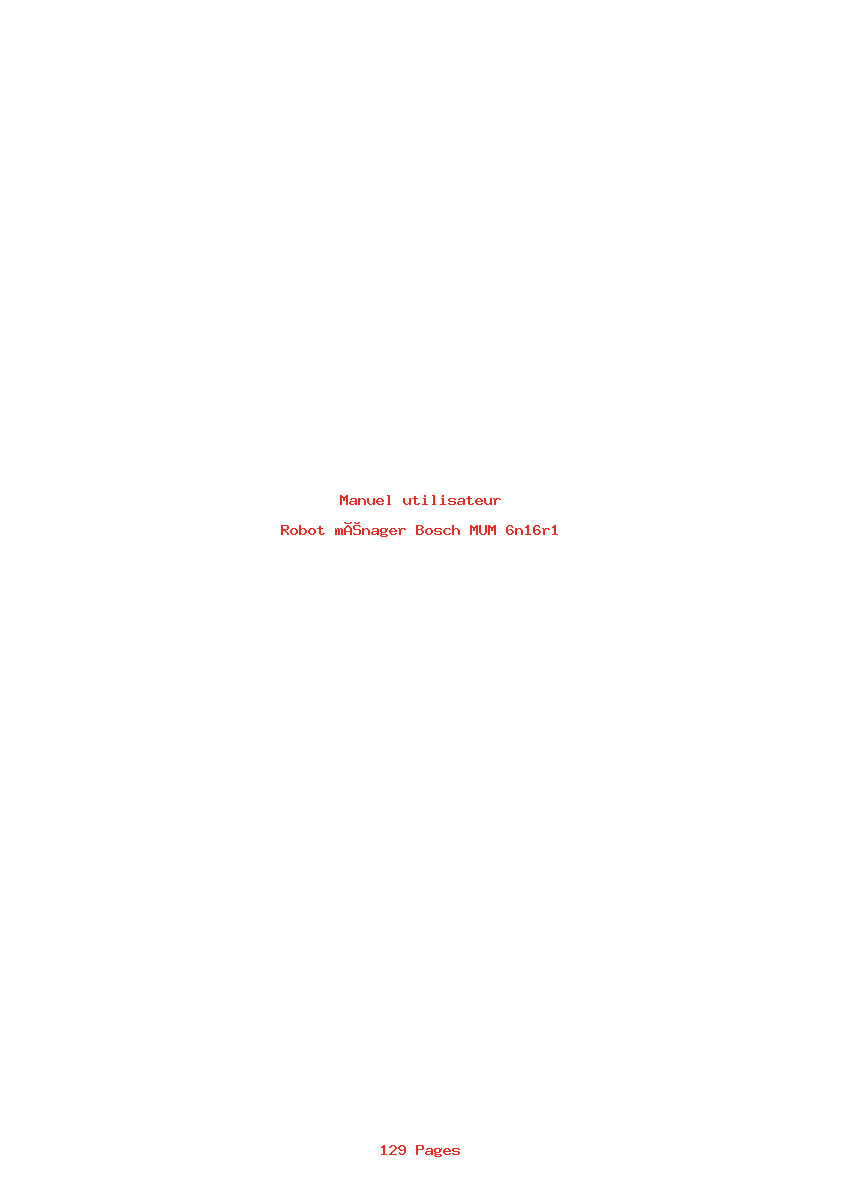 Page 1 de la notice Manuel utilisateur Bosch MUM 6n16r1
