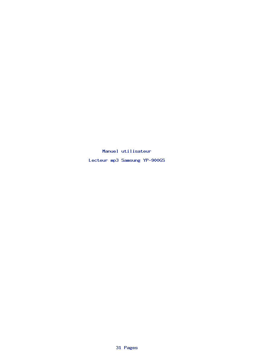Page 1 de la notice Manuel utilisateur Samsung YP-900GS