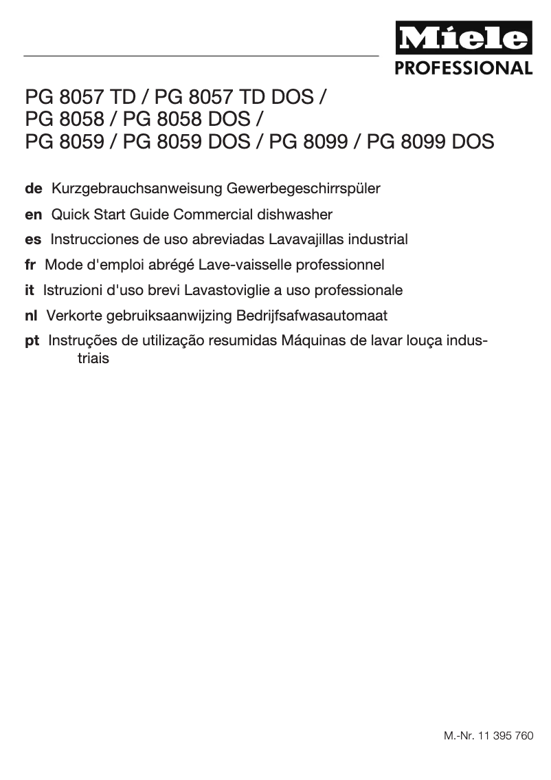 Page 1 de la notice Manuel utilisateur Miele PG 8057 TD U