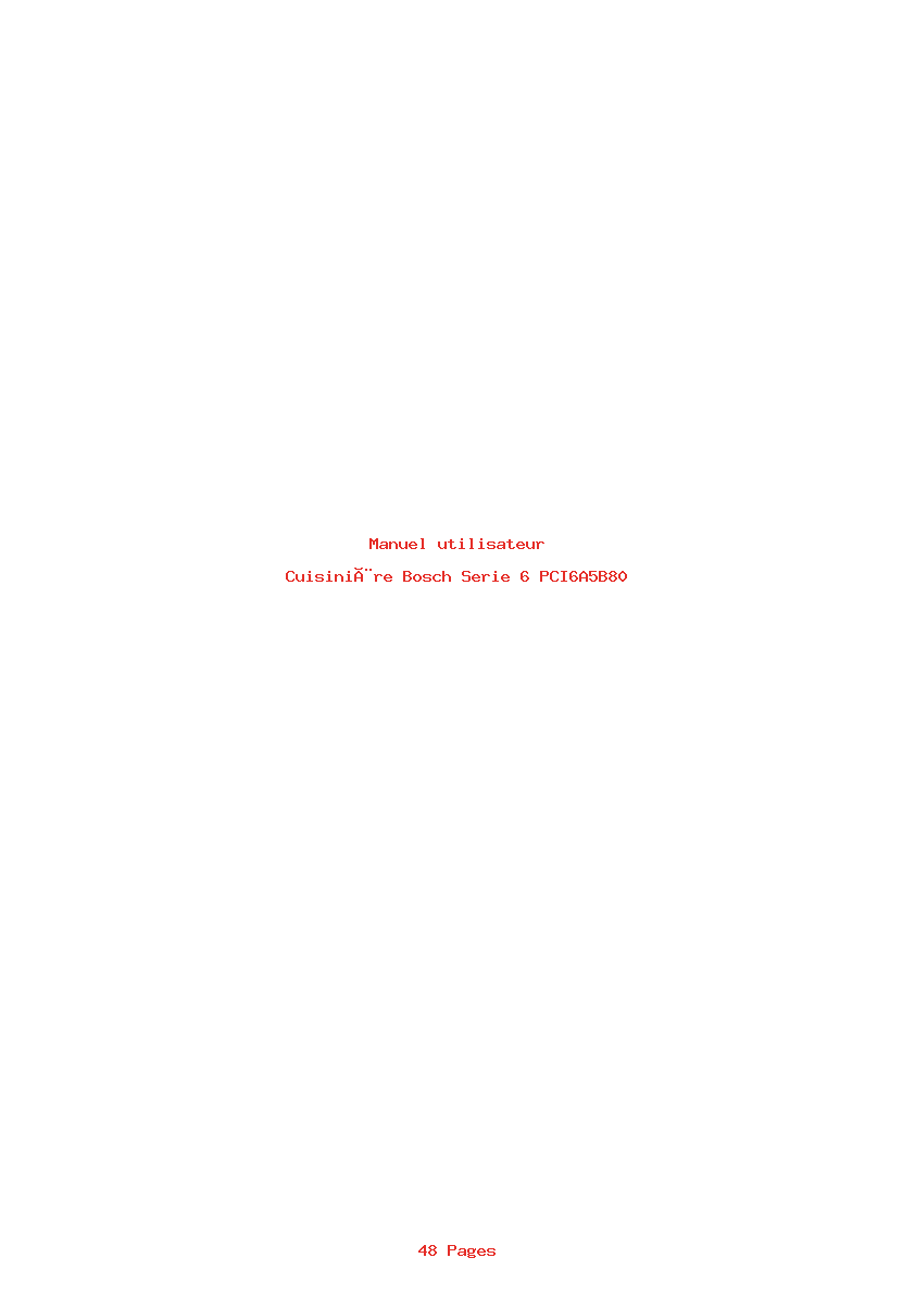 Page 1 de la notice Manuel utilisateur Bosch Serie 6 PCI6A5B80