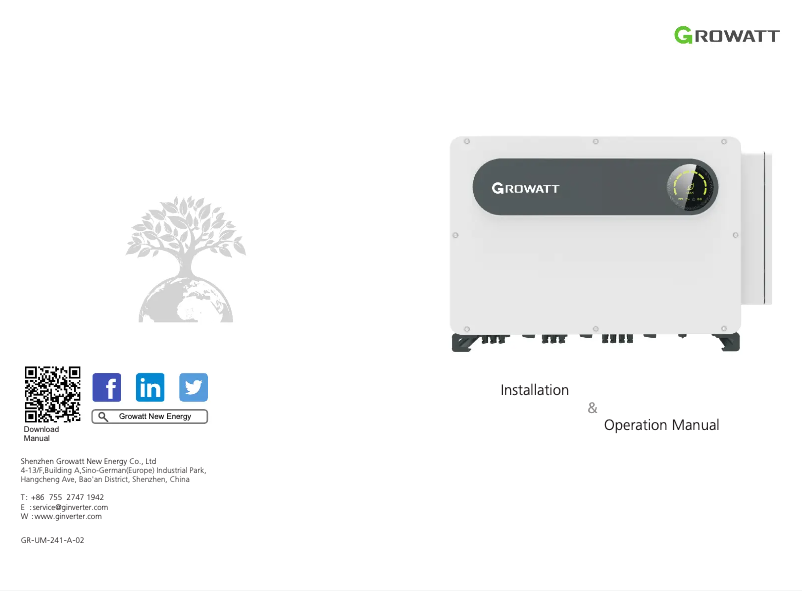 Page 1 de la notice Manuel utilisateur Growatt MAX 100KTL3-X LV