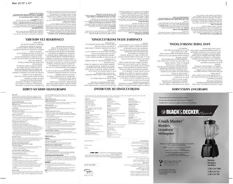Page n°1 - Manuel utilisateur Black & Decker BL12475