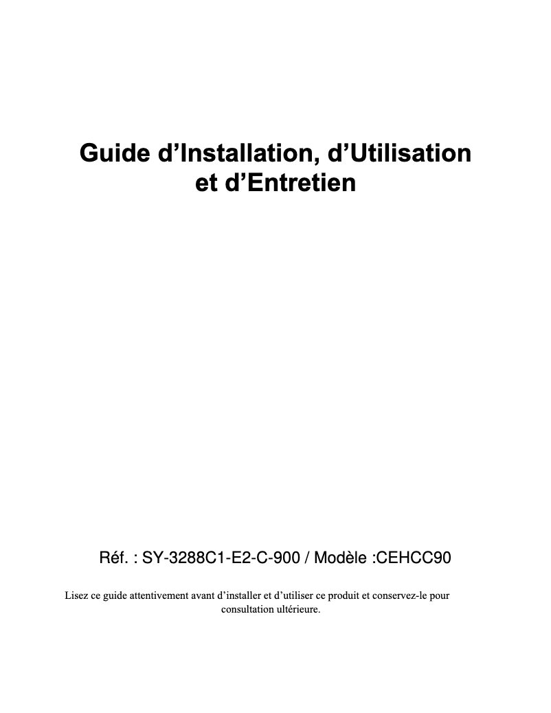 Page 1 de la notice Manuel utilisateur Continental Edison CEHCC90