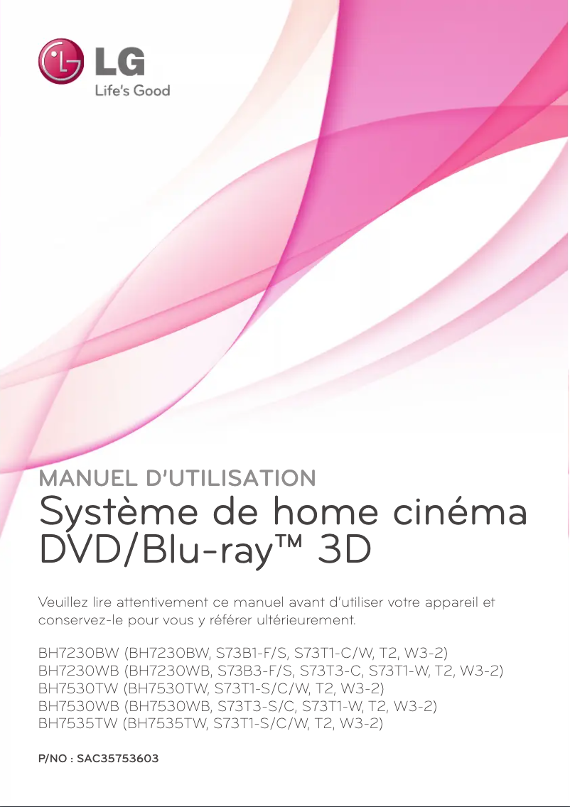 Page 1 de la notice Manuel utilisateur LG BH7535TW