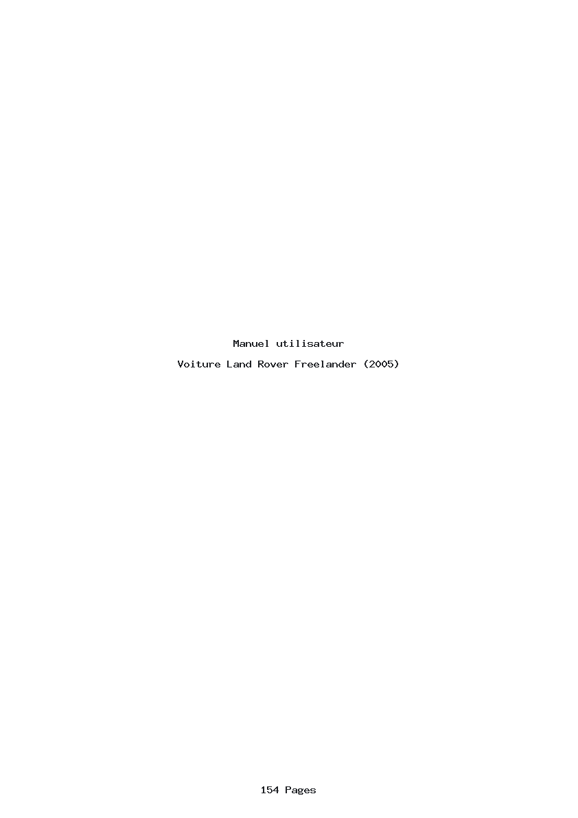 Page 1 de la notice Manuel utilisateur Land Rover Freelander (2005)