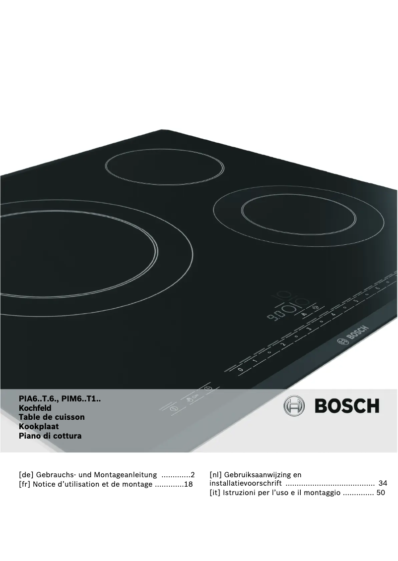 Page 1 de la notice Manuel utilisateur Bosch PIA611T16J