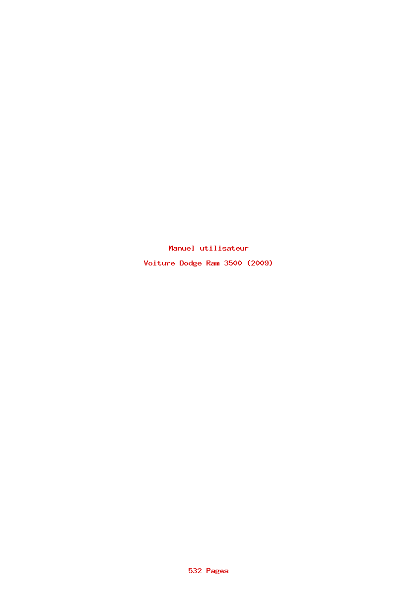 Page 1 de la notice Manuel utilisateur Dodge Ram 3500 (2009)