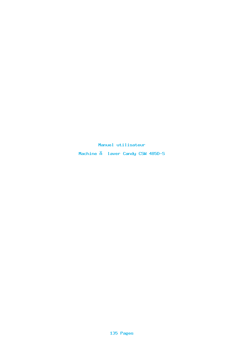 Page 1 de la notice Manuel utilisateur Candy CSW 485D-S