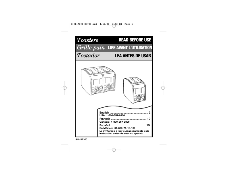 Página 1 del manual Manual de usuario Hamilton Beach PerfectToast 22121