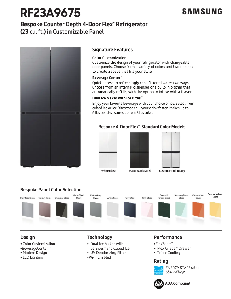 Page 1 de la notice Fiche technique Samsung RF23A967541