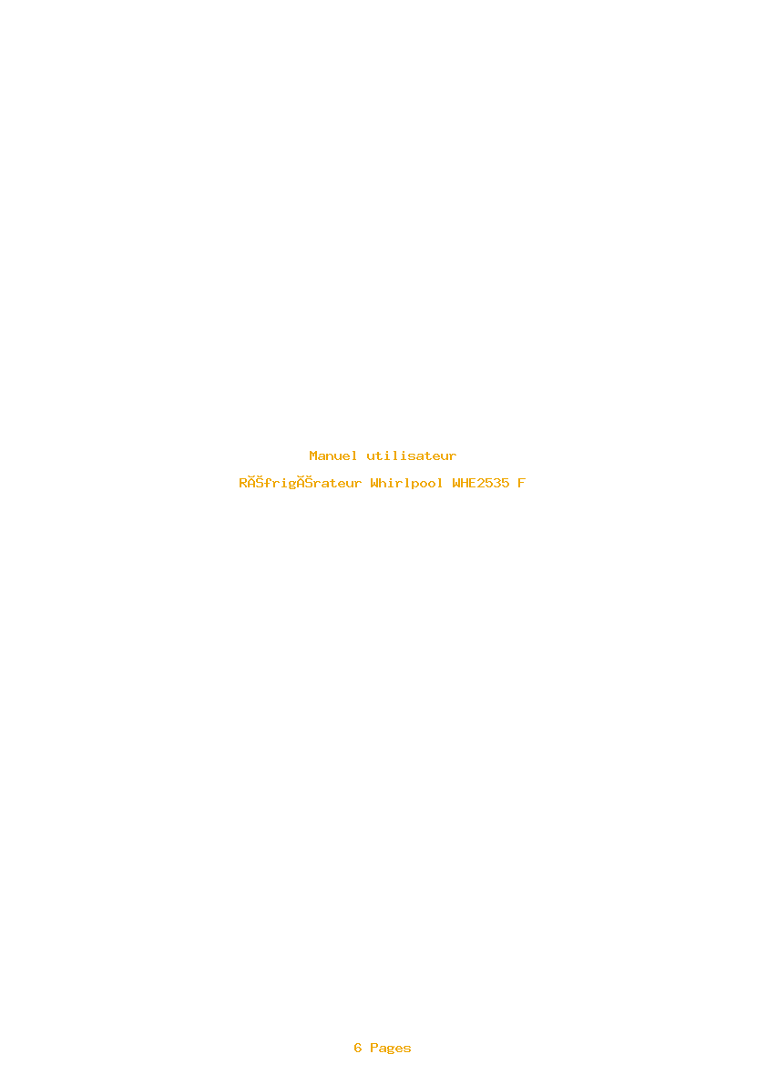 Page 1 de la notice Manuel utilisateur Whirlpool WHE2535 F