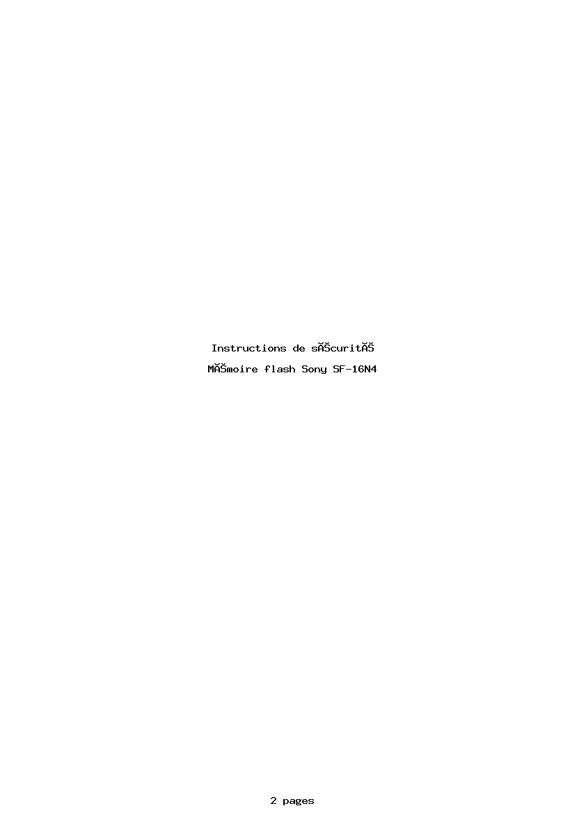 Page 1 de la notice Instructions de sécurité Sony SF-16N4