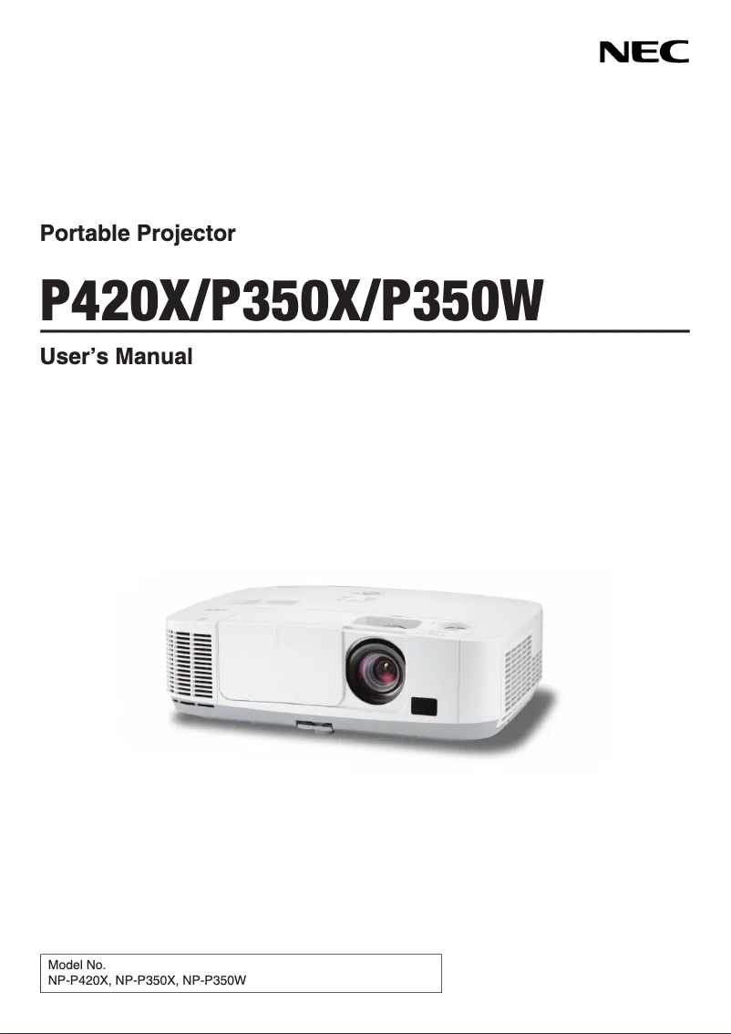 Page 1 de la notice Manuel utilisateur NEC NP-P350W