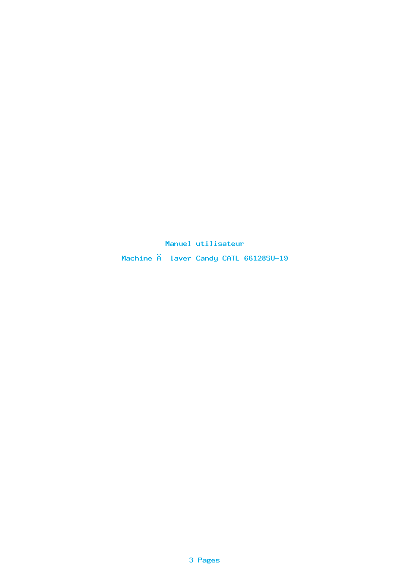 Page 1 de la notice Manuel utilisateur Candy CATL 66128SU-19
