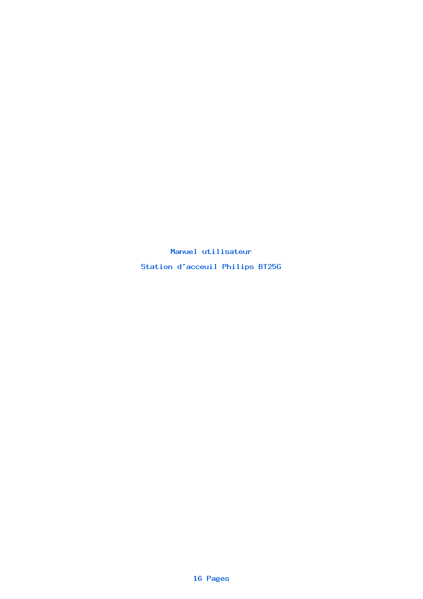 Page 1 de la notice Manuel utilisateur Philips BT25G