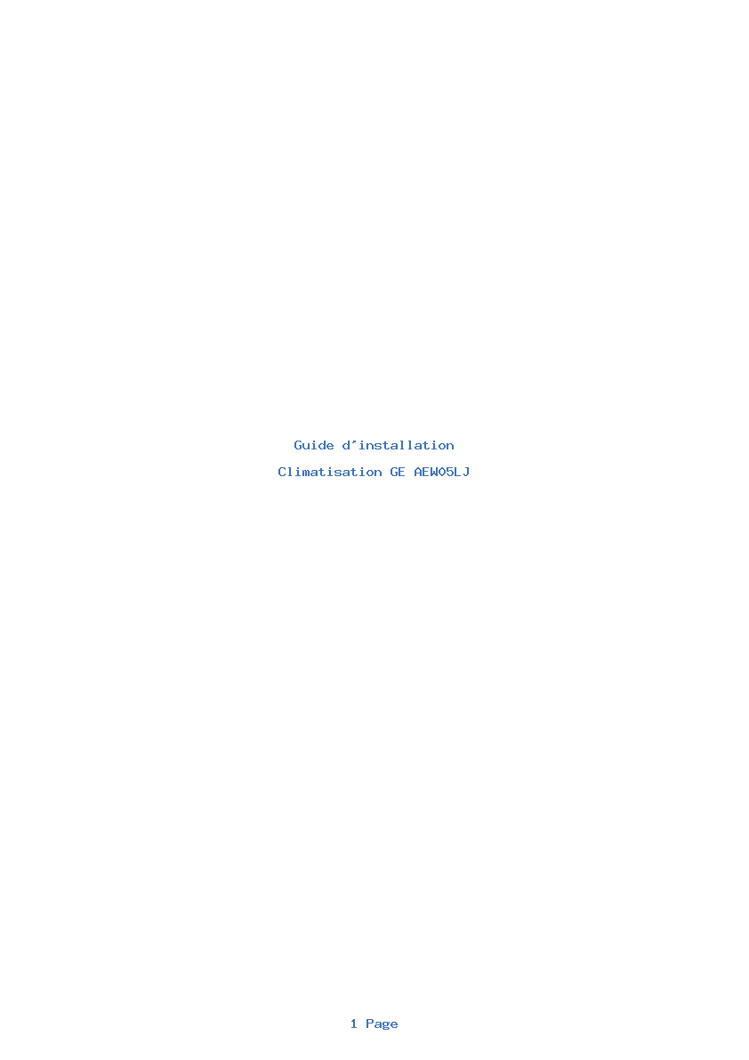 Page 1 de la notice Guide d'installation GE AEW05LJ