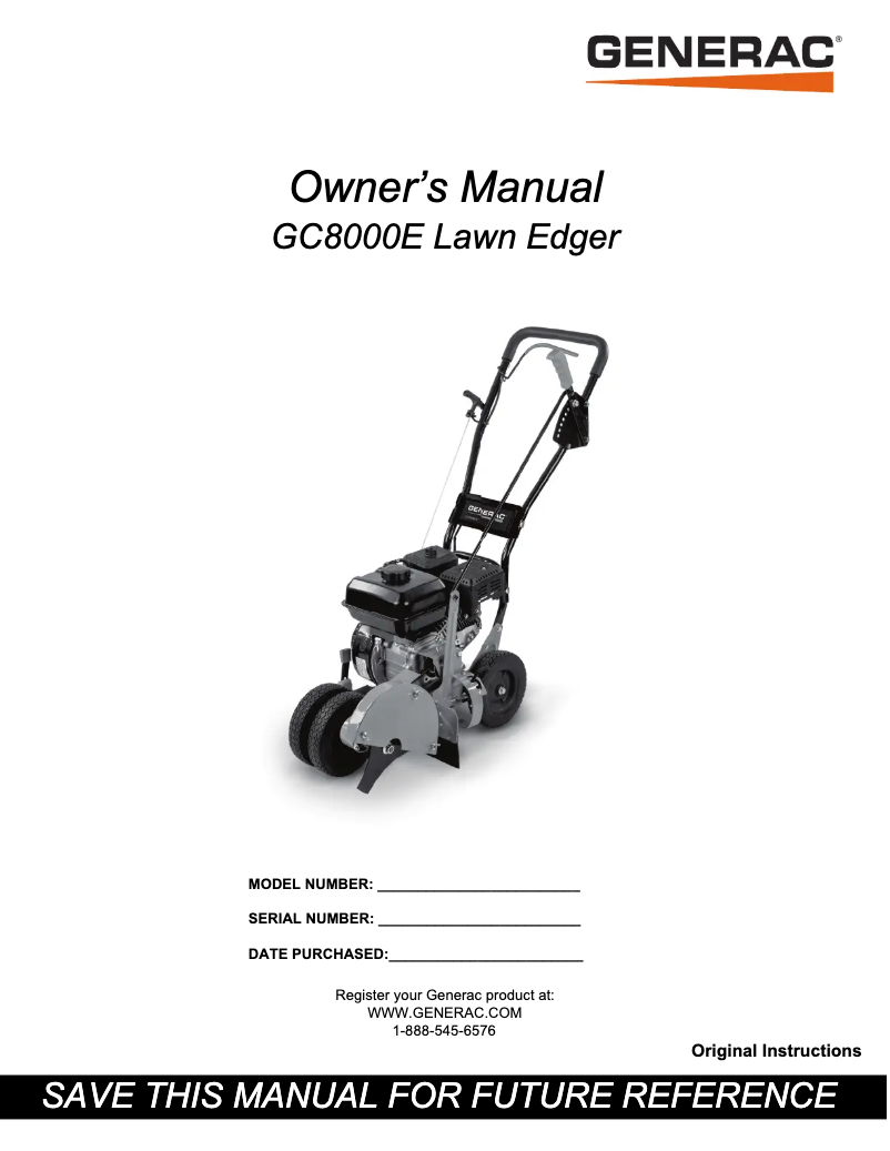 Page 1 de la notice Manuel utilisateur Generac GC8000E