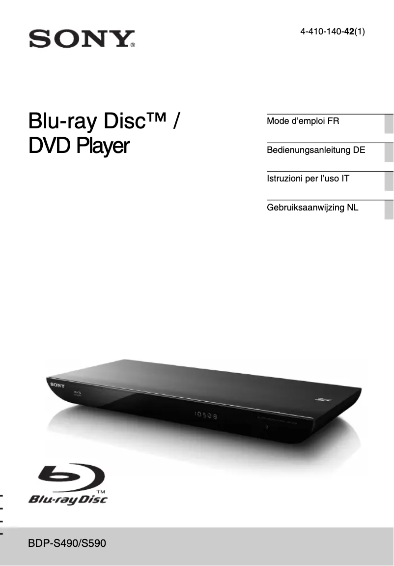 Page 1 de la notice Manuel utilisateur Sony BDP-S590