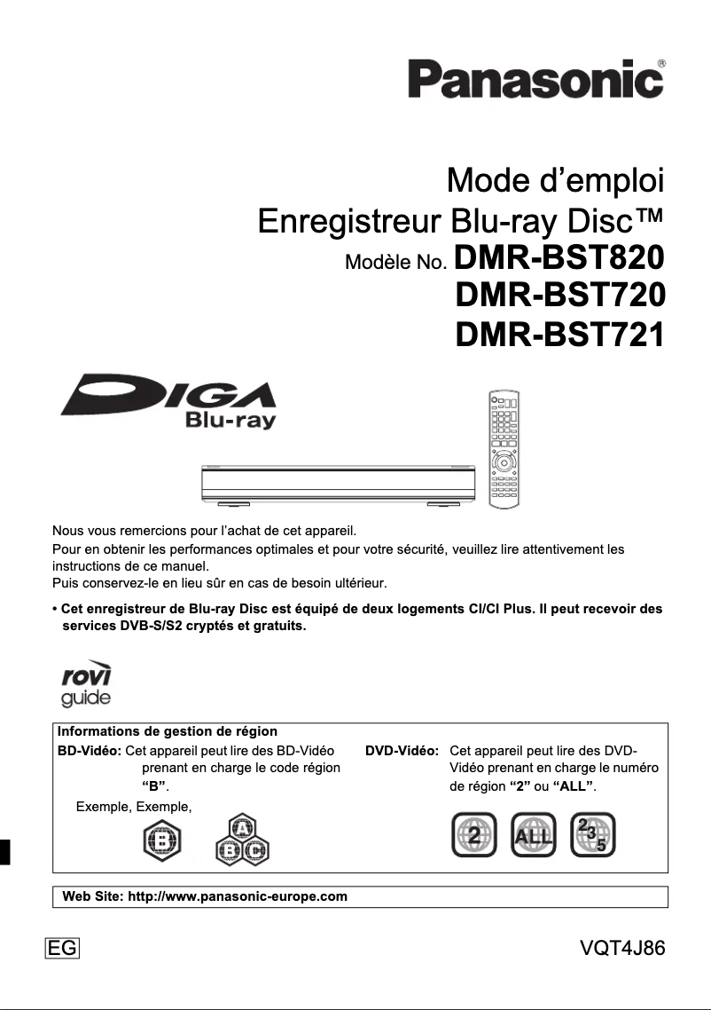 Page 1 of the manual User Manual Panasonic DMR-BST720