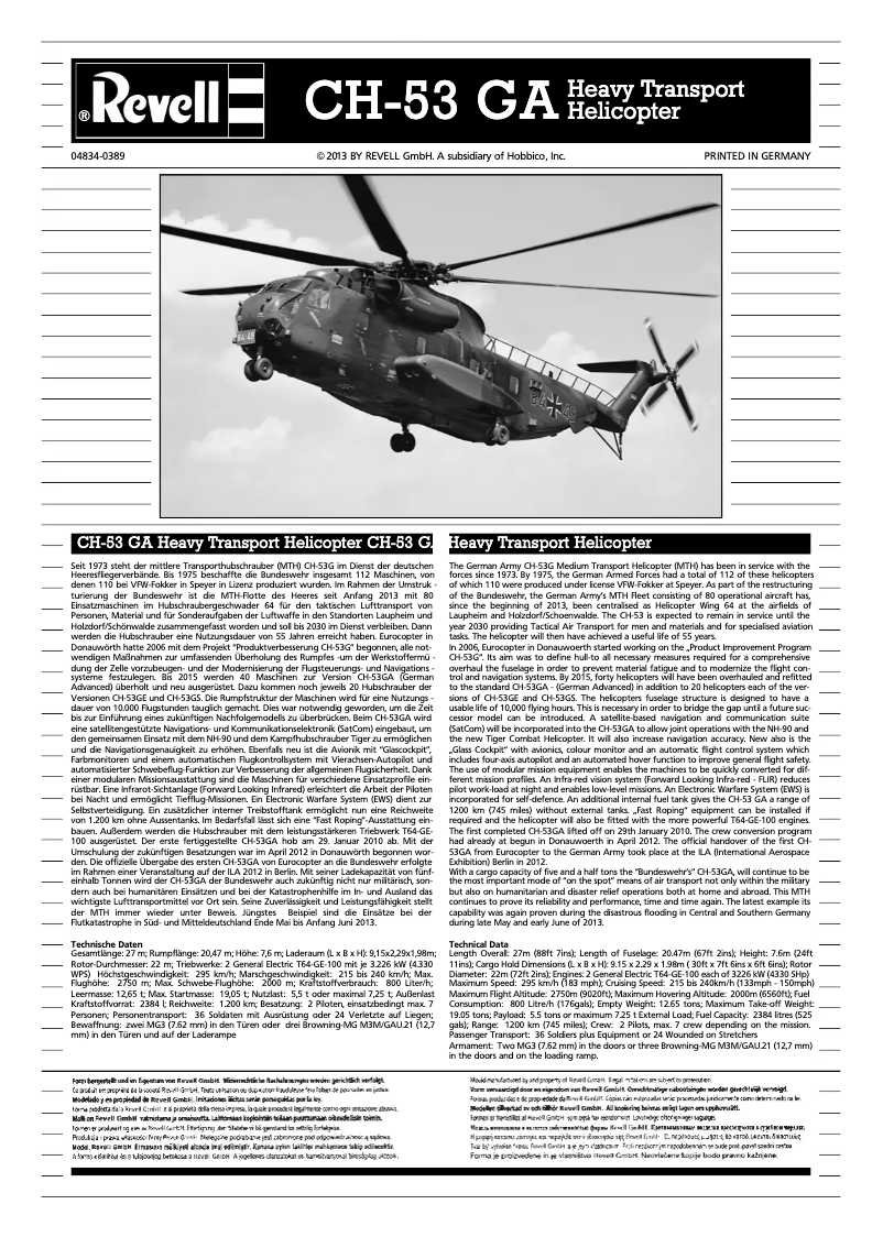 Página 1 del manual Manual de usuario Revell CH-53 GA Heavy Transport Helicopter