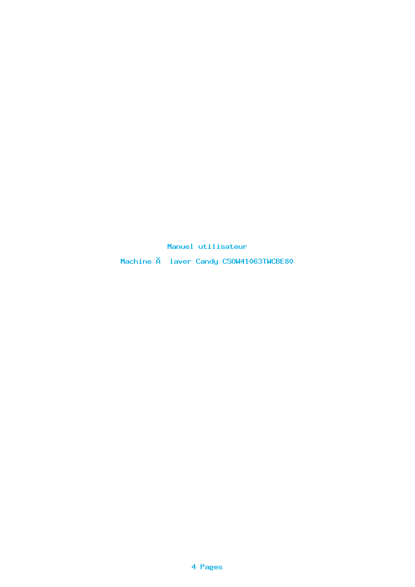 Page 1 de la notice Manuel utilisateur Candy CSOW41063TWCBE80