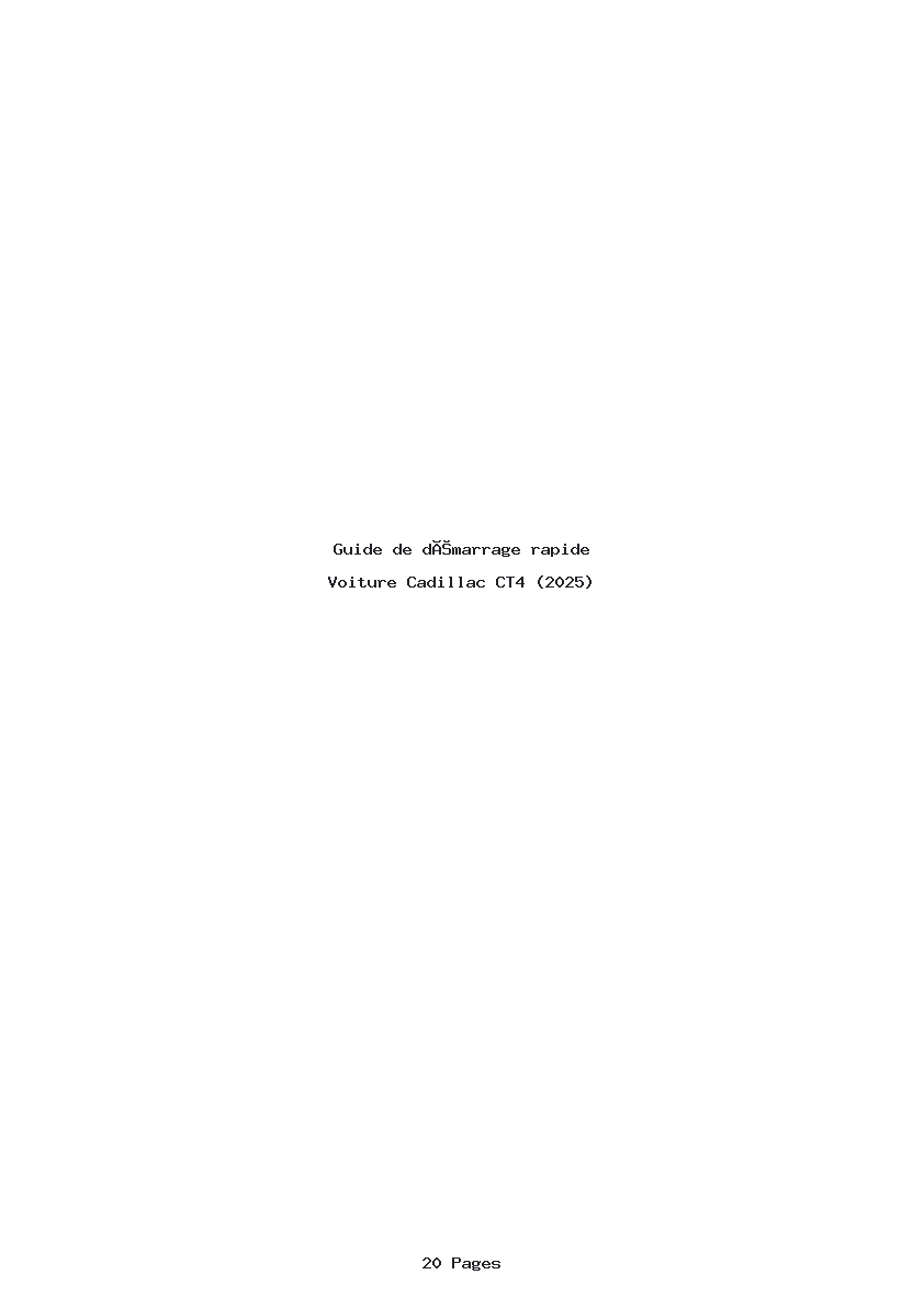 Page 1 de la notice Guide de démarrage rapide Cadillac CT4 (2025)