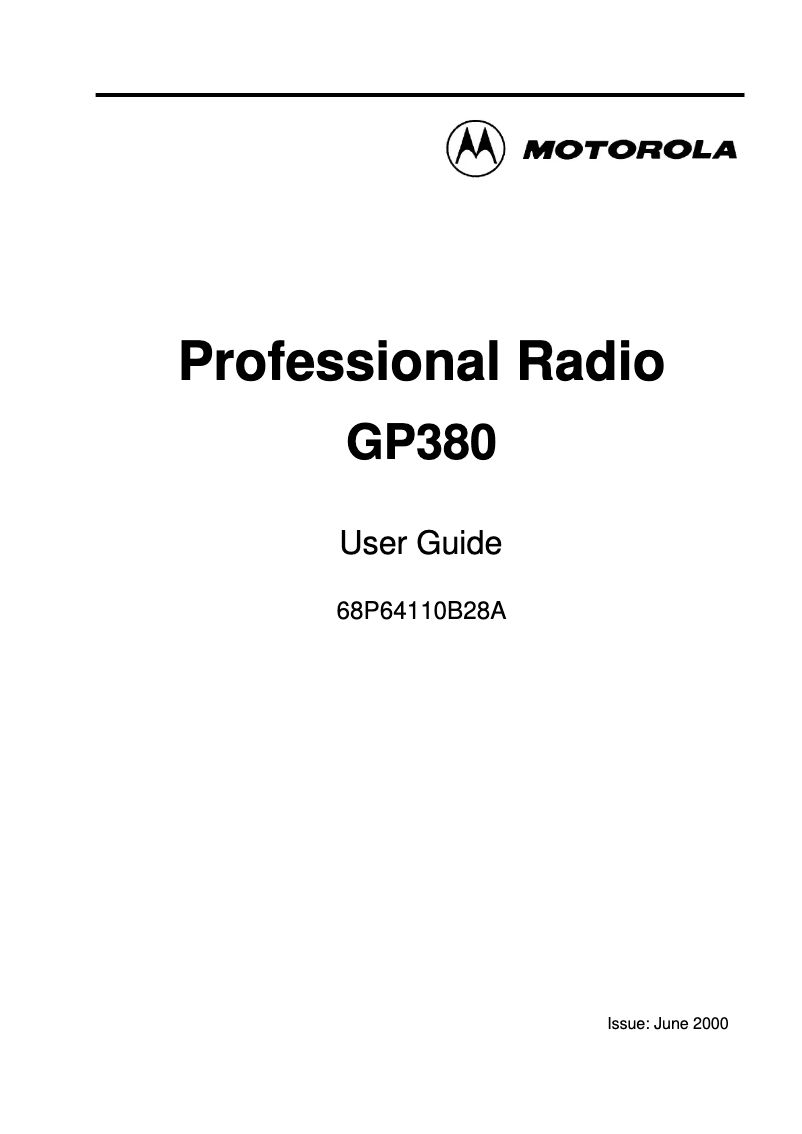 Page 1 of the manual User Manual Motorola GP380