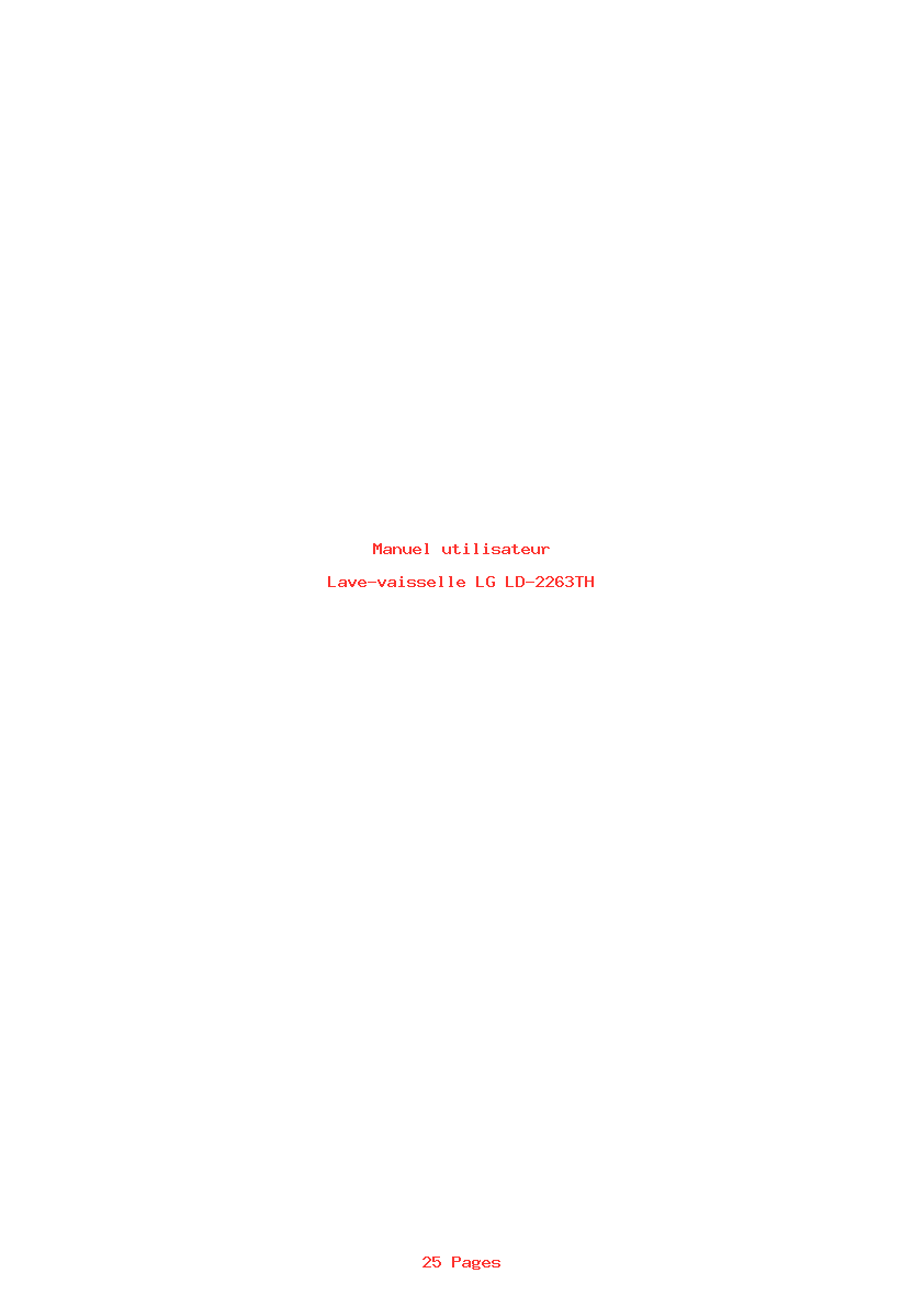 Page 1 de la notice Manuel utilisateur LG LD-2263TH