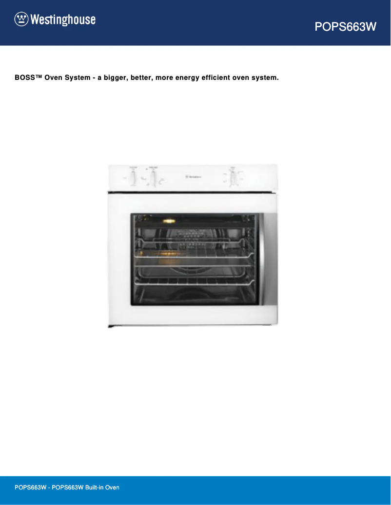Page 1 de la notice Fiche technique Westinghouse POPS663W