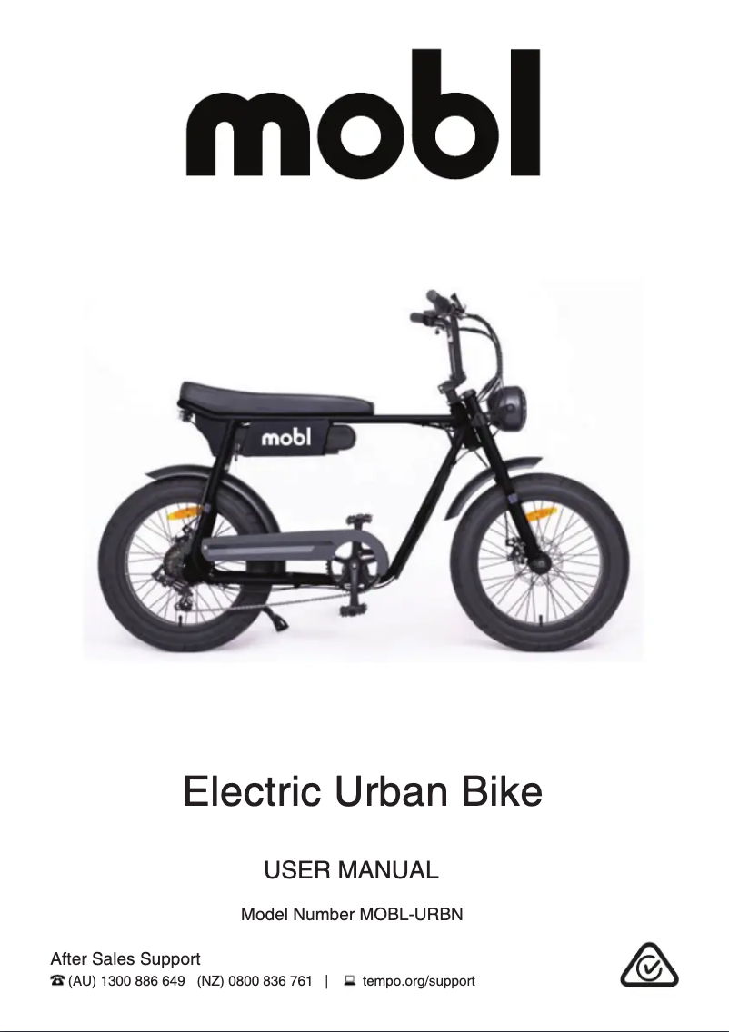 Página 1 del manual Manual de usuario MOBL Electric Urban Bike